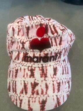 Isabel Marant Pink and Red Patterned Logo Cap